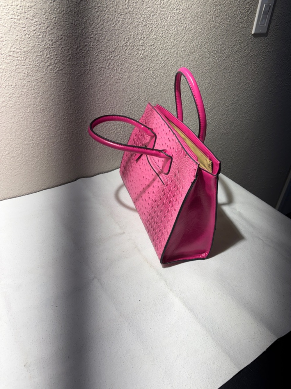 Hot Pink Structured Tote Handbag - Women Bags - Picture 2 of 5